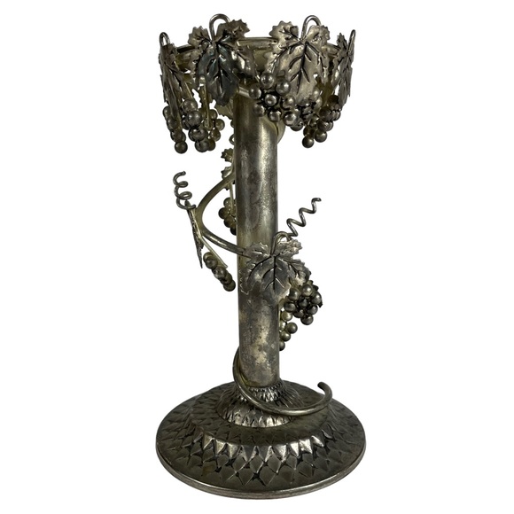 Vintage Silver Plated Grapevine Adorned Candlestick Candle Holder Display 9.5” - Picture 4 of 13